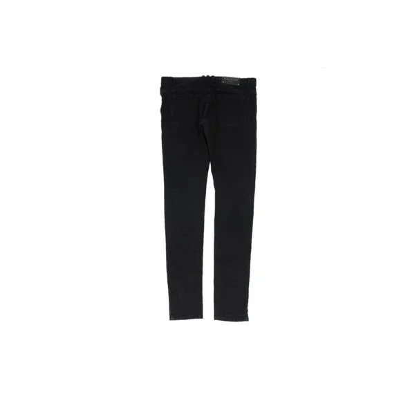 Balmain Mens Skinny Jeans Size 33x34 Black Knee Slashed Stretch Distressed Denim